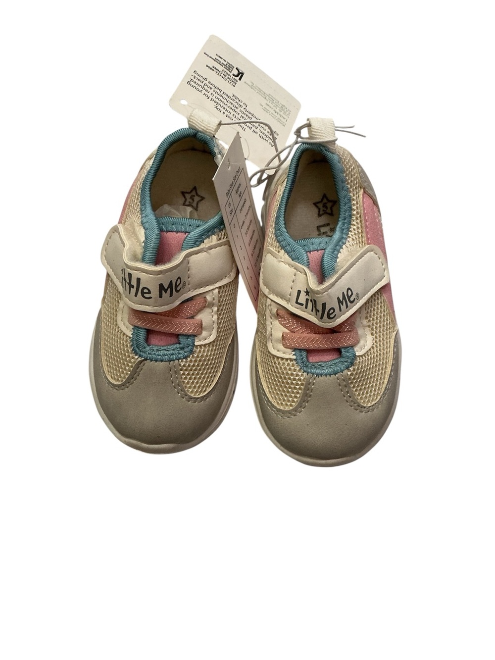 Little Me Cream, Pink & Teal Toddler Sneakers
